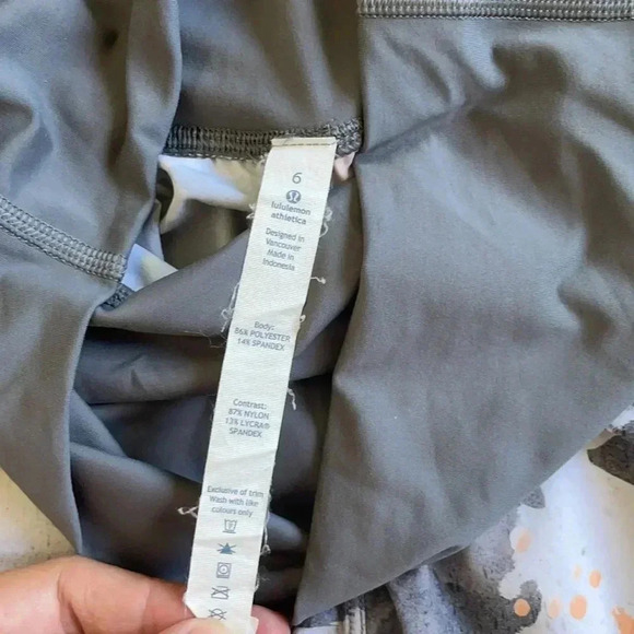 Lululemon Mini Art Pop White Multi Slate Om Crop Sz 6 - Picture 8 of 12